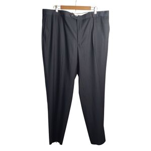 Statement Mens Dress Pants Navy Stripes Flat Front Comfortable Fit SZ 42W/30 NWT